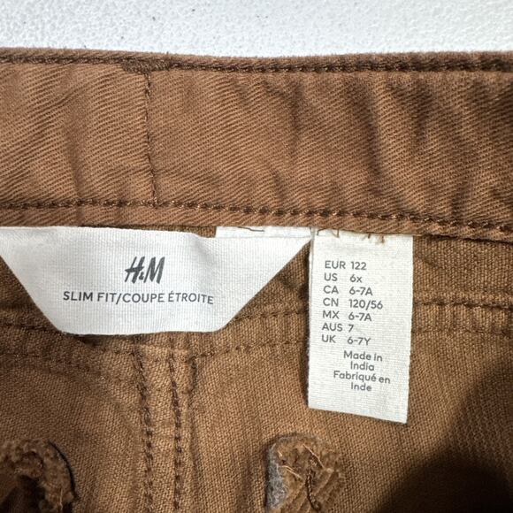 H&M Kids Girls Slim Fit Corduroy Pants Brown Size 6X Adjustable Waist Casual - Picture 3 of 9